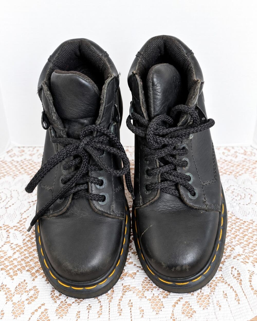 Vintage Dr Martens 9357 Made England Black Leather Y2K Boots UK 6 US W 8